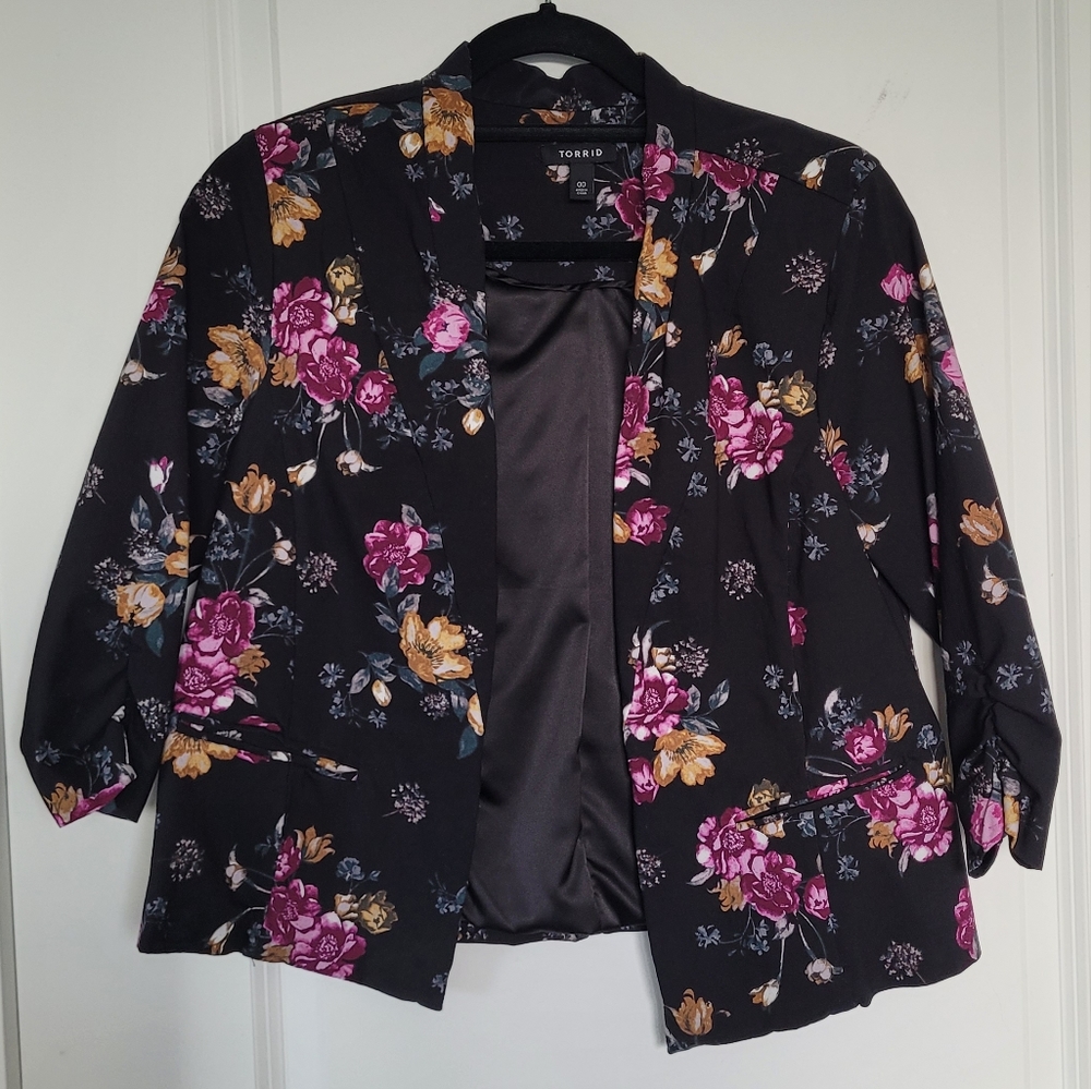 Torrid Black Floral Blazer